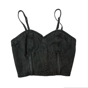 Black denim corset top crop top